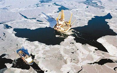 圖為俄薩哈林油田